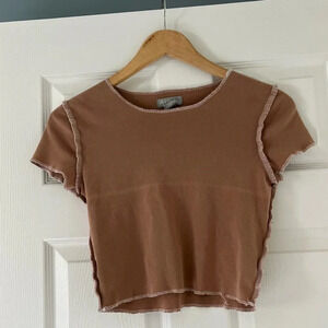 Sky & Sparrow Crop Top T-Shirt Brown Tilly’s
